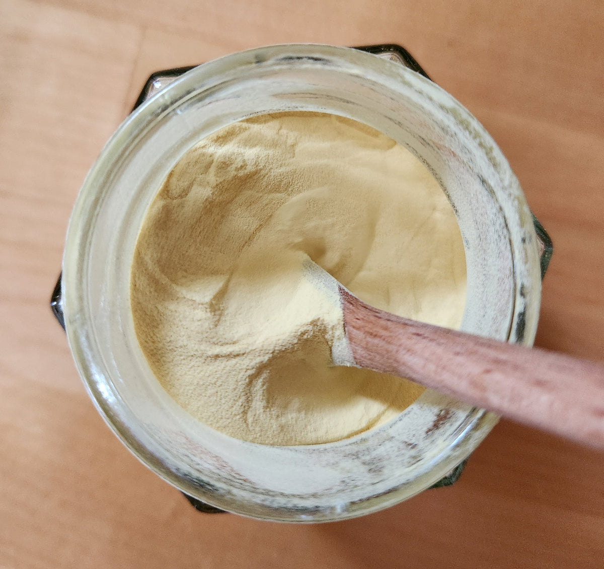 a close-up view of our high-quality non-cracked cell wall, raw, wild-harvested american pine pollen.